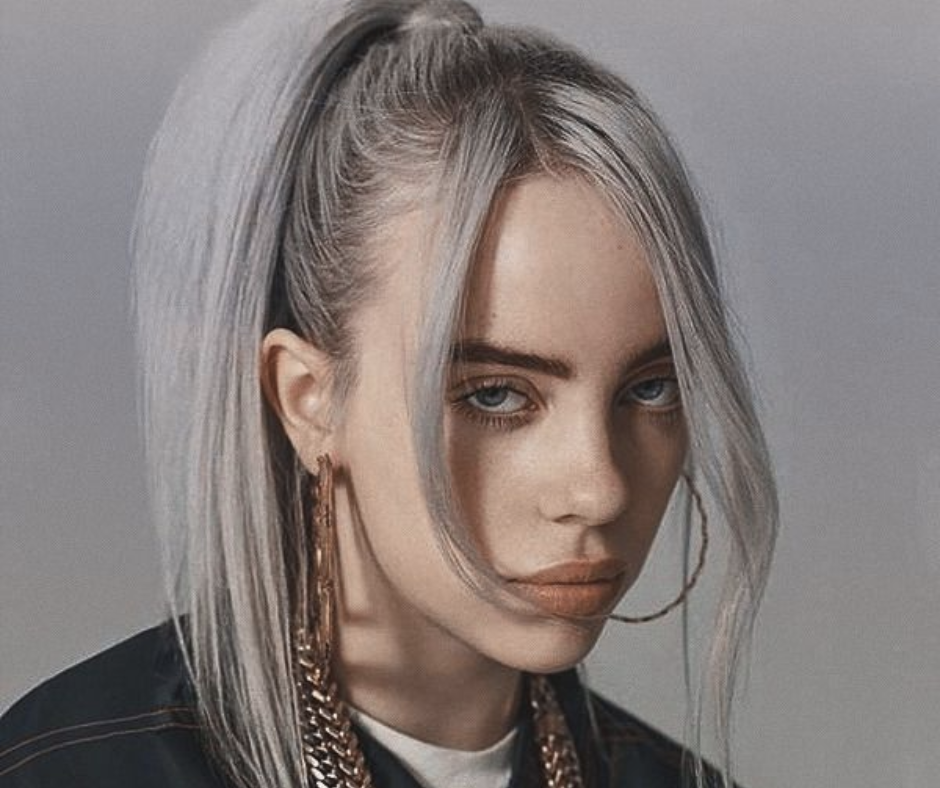 billie eilish avec cheveux gris
