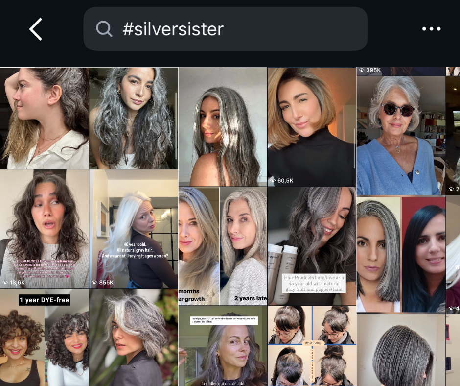 #silversister instagram cheveux gris cheveux blanc femme