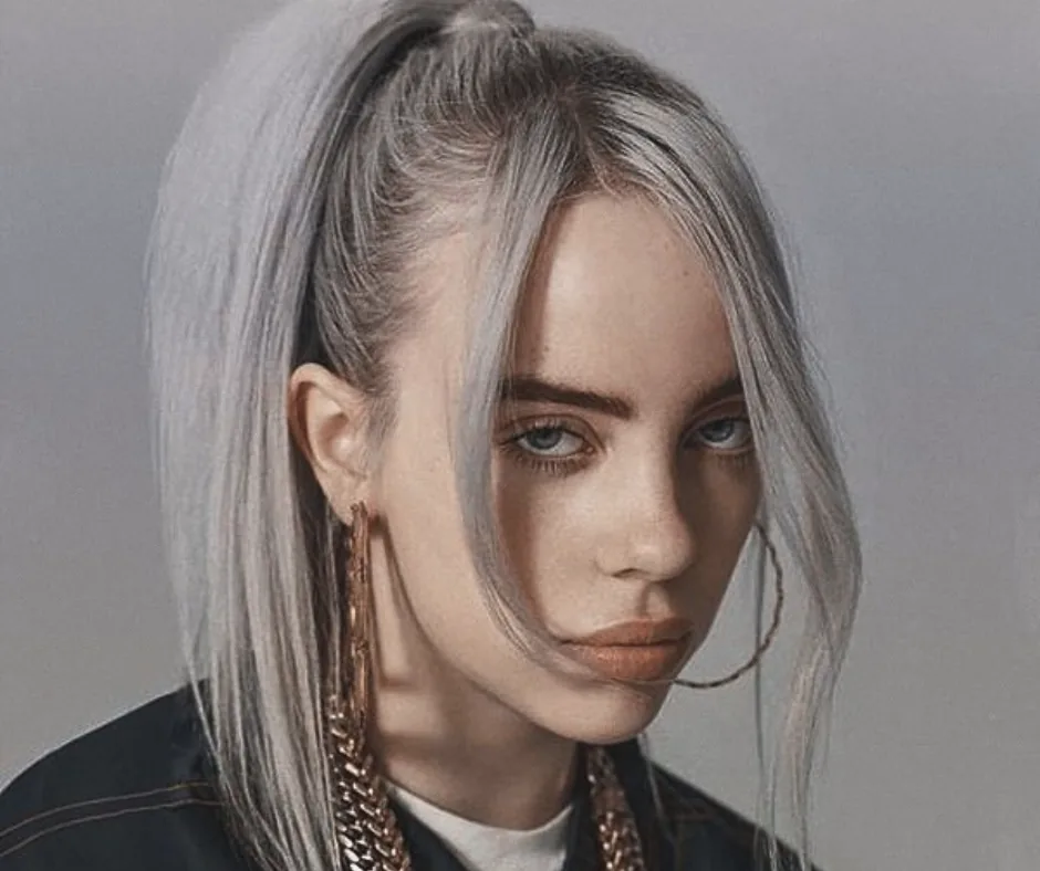 billie eilish avec cheveux gris